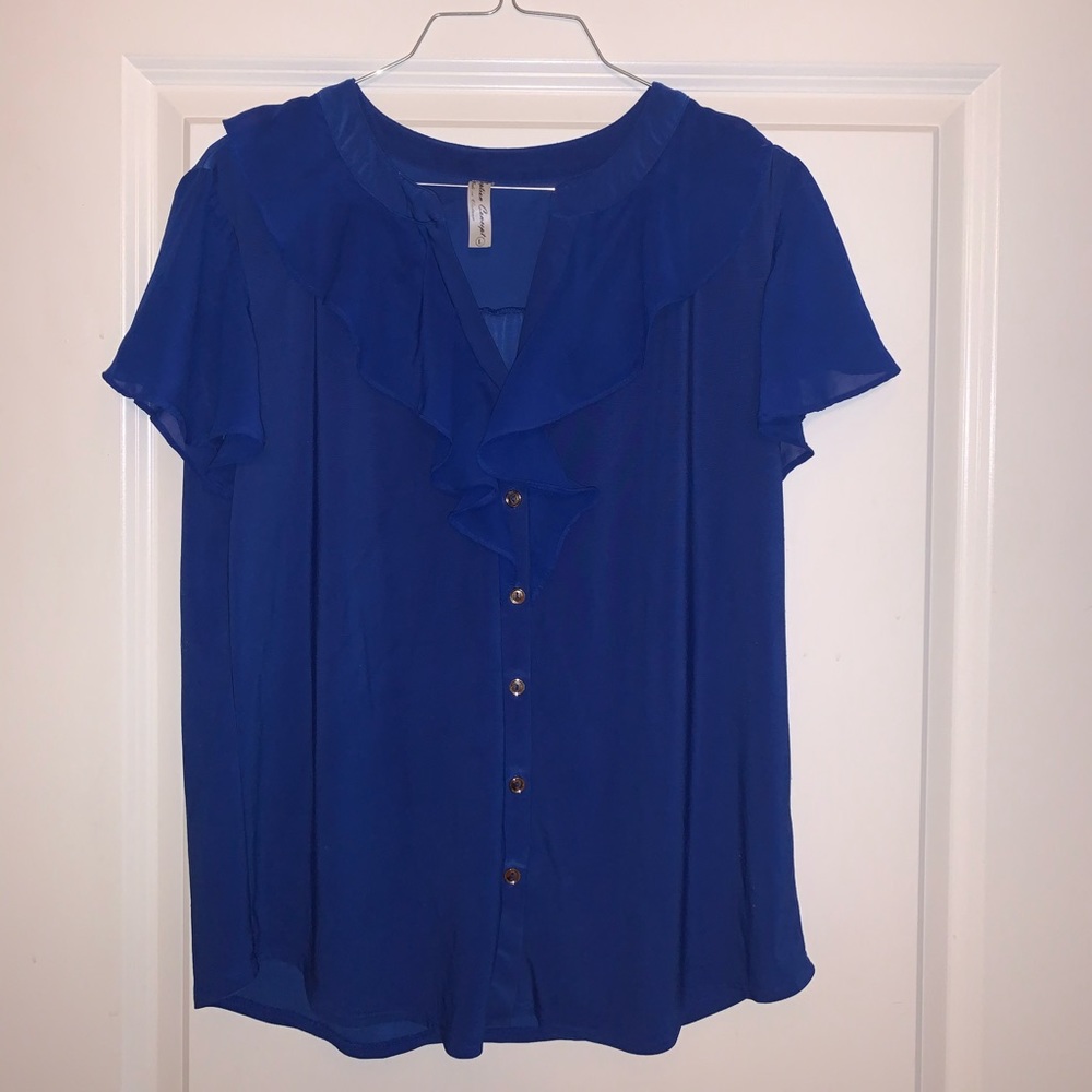 BLUE BUSINESS CASUAL BLOUSE